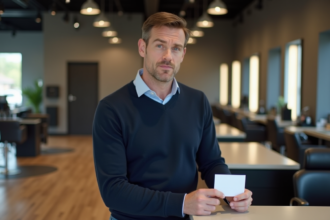 Client homme dans un salon de coiffure moderne