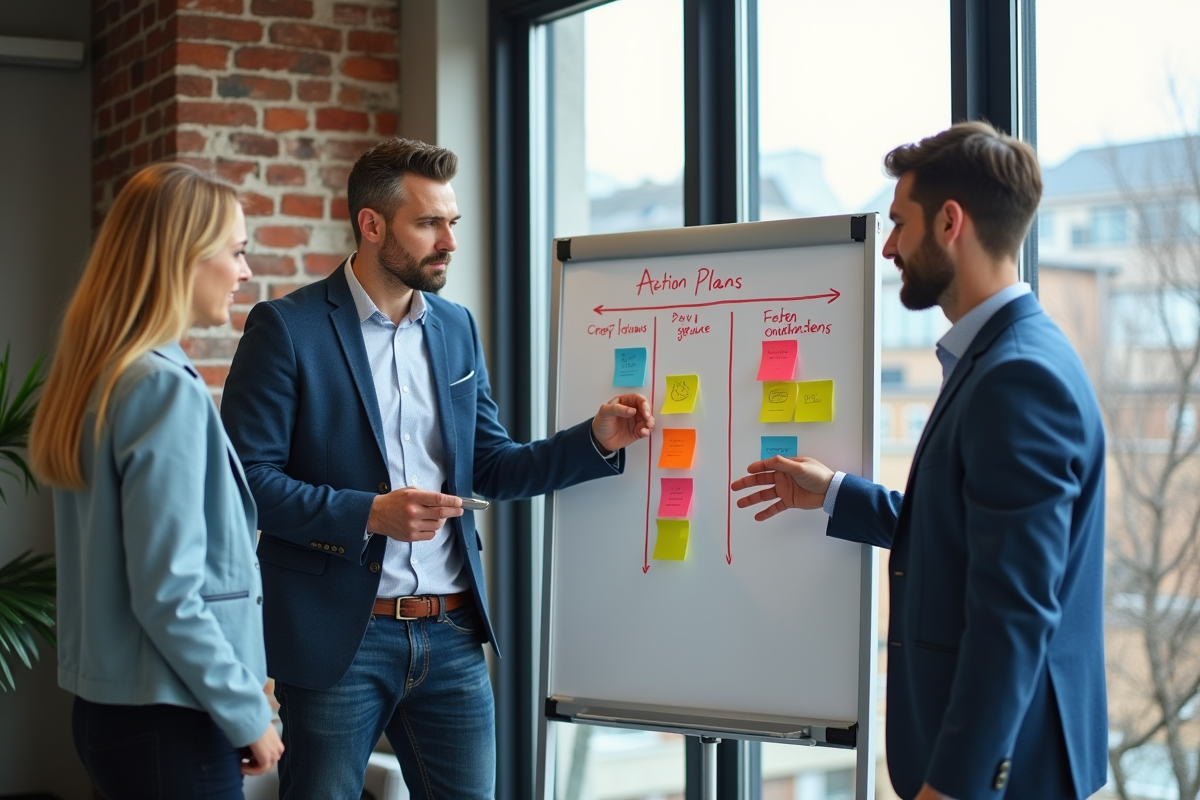 Groupe de collègues discutant autour d