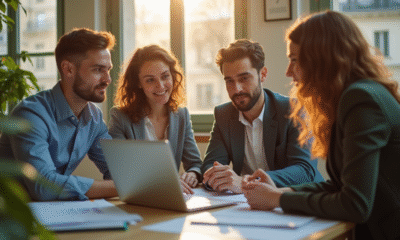 Groupe de jeunes professionnels en réunion à Paris