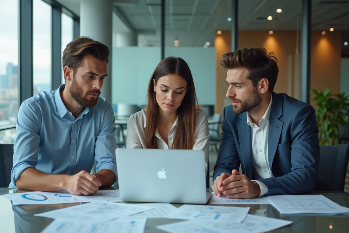 Groupe de professionnels en réunion dans un bureau moderne