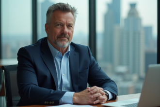 Cadre d’un homme d’affaires confiant dans un bureau moderne