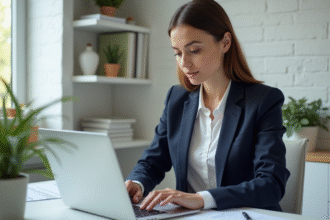 Femme d affaires en bureau moderne et organisé