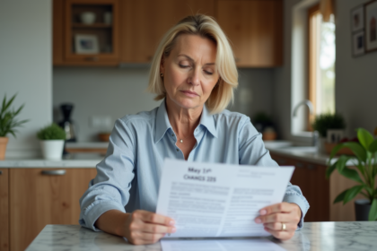 Femme d'âge moyen lisant un document sur la cuisine