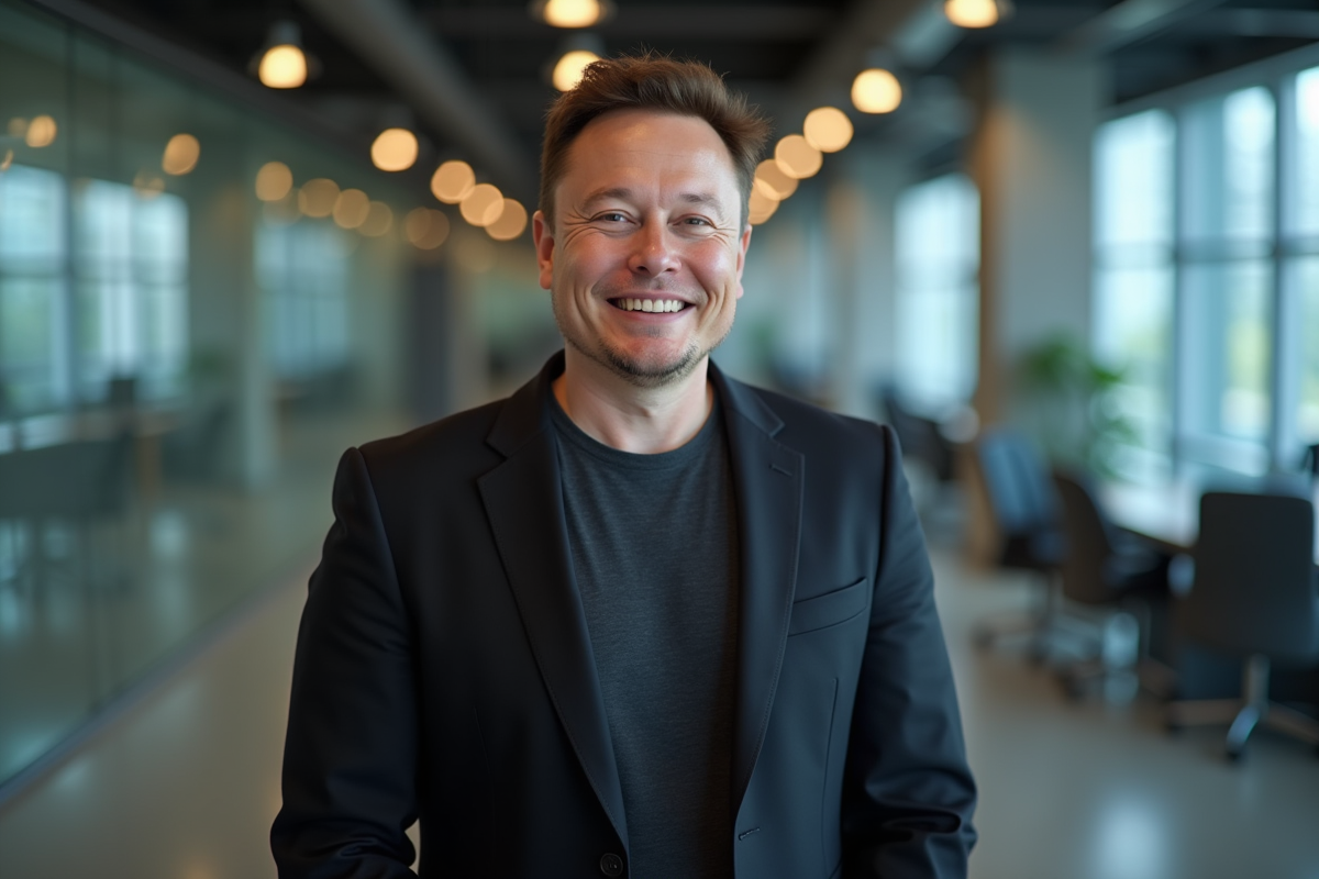 Homme d'affaires ressemblant à Elon Musk en portrait confiant