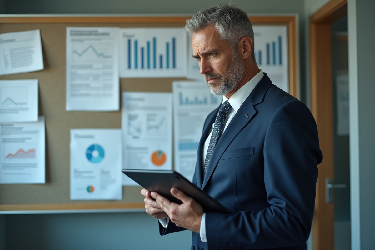 Manager RH vérifiant des documents dans un bureau professionnel