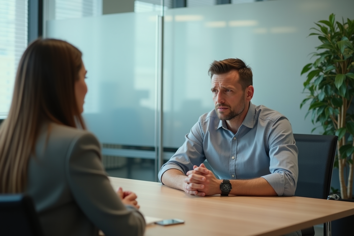 Homme d age en réunion avec un professionnel RH